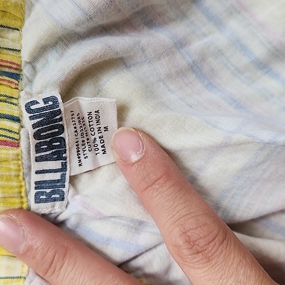 Yellow Plaid Billabong Dress 100% Cotton Size M - Picture 4 of 5